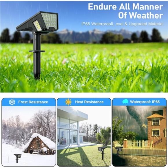 Solar spot lights outdoor waterproof LED landscape yard pathway wall light cool - Picture 6 of 7